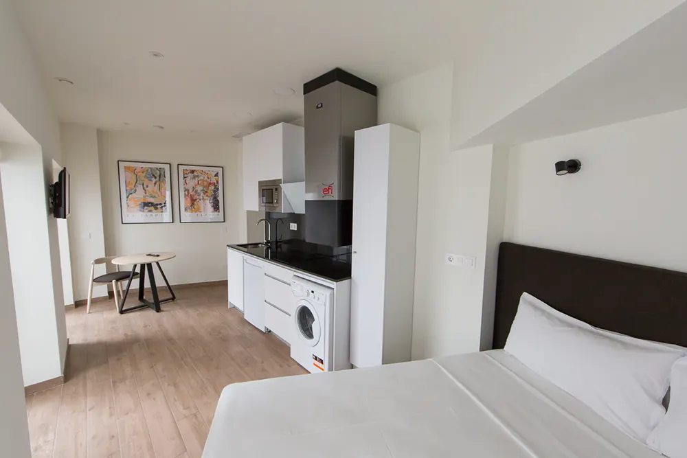 Apartamento estudio con terraza en Madrid centro jardines salon cocina